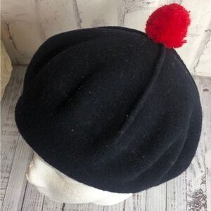 Black Beret with Red Pom-Pom
